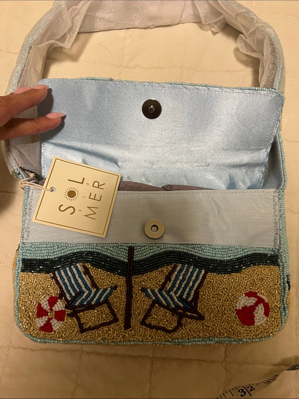 Sol & Mer Beaded Beach Scene Shoulder Bag - Picture 10 of 13